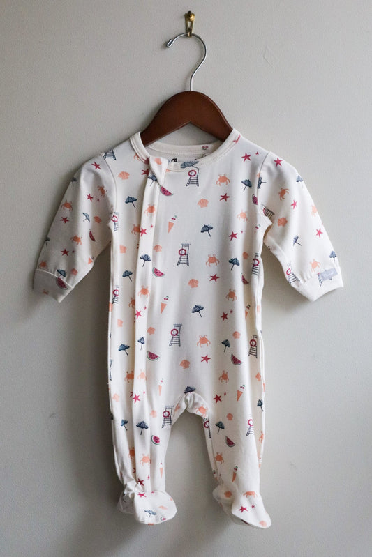 Cotton Modal Zipper Footie Beach on Whisper