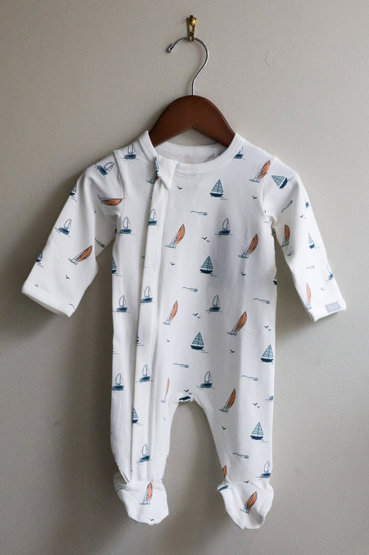 Cotton Modal Zipper Footie Boats