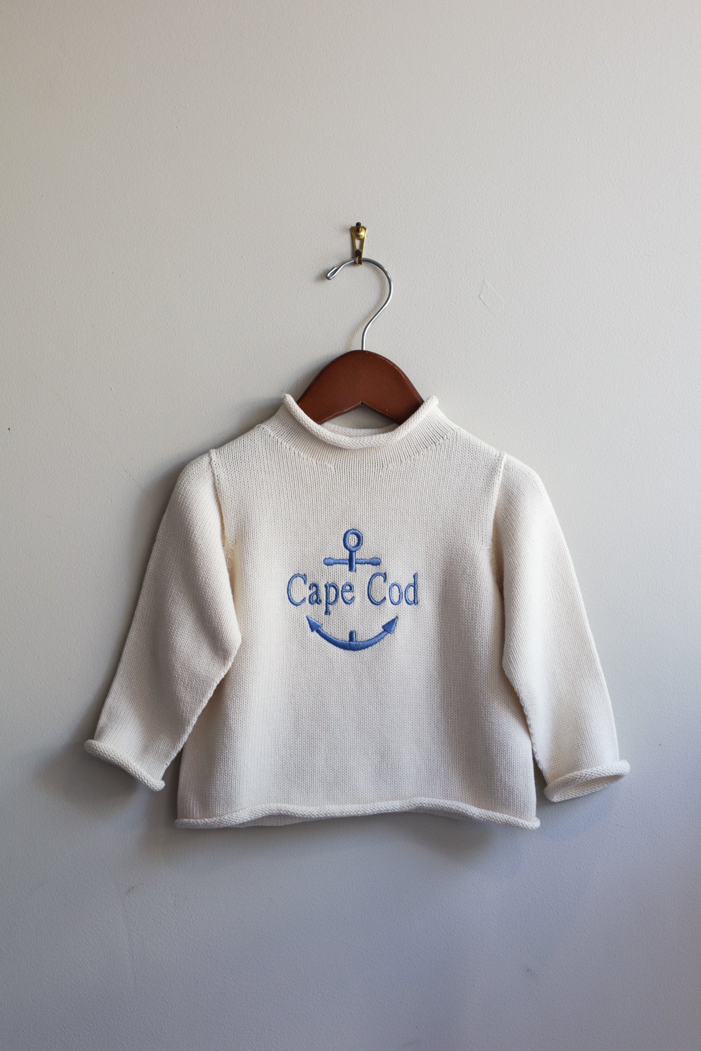 Roll Neck Cape Cod Anchor Sweater Natural