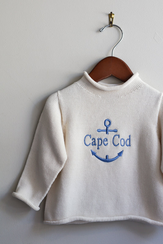 Roll Neck Cape Cod Anchor Sweater Natural