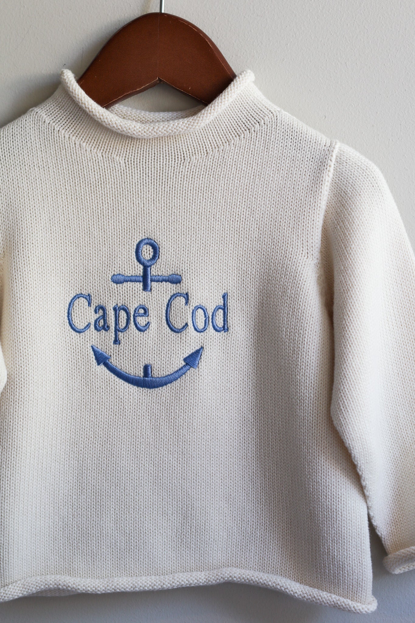 Roll Neck Cape Cod Anchor Sweater Natural