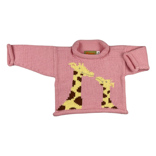 Roll Neck Giraffe Sweater Pink